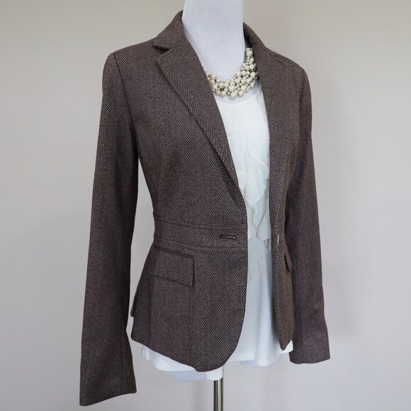 NEW YORK & CO Size 0 Brown Suit Jacket Blazer Career Office - Picture 4 of 10